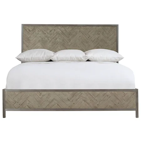 Milo Rustic-Modern California King Panel Bed with Solid Wood Overlays